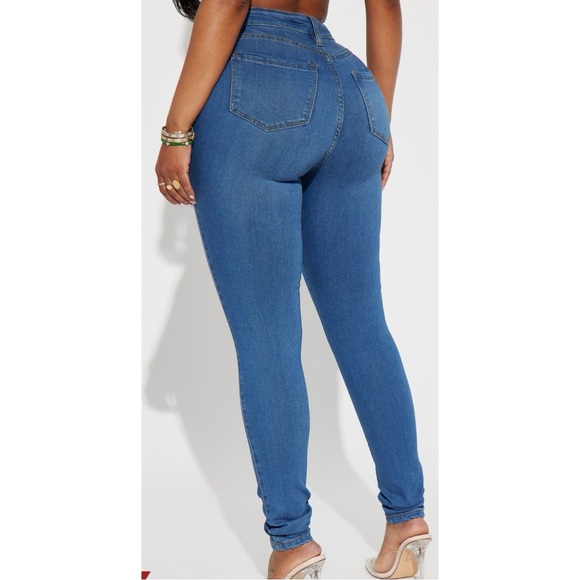 Classic High Waist Skinny Jeans Medium Blue Wash - Picture 2 of 3